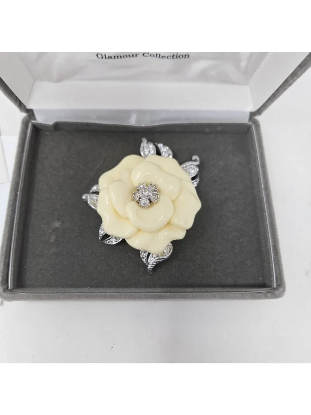 Nolan Miller Lara Ivory Camelia Flower Brooch w/ Box
